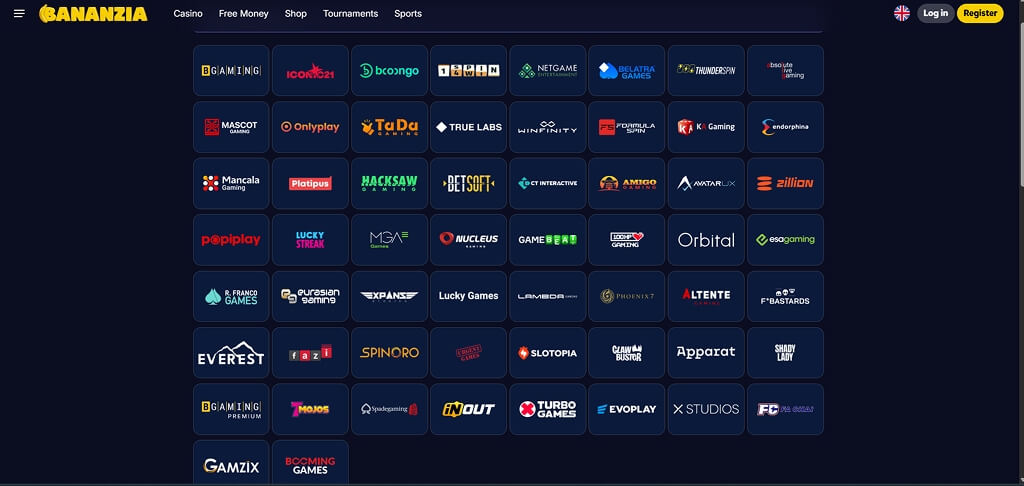 Bananzia Casino Game Providers UK