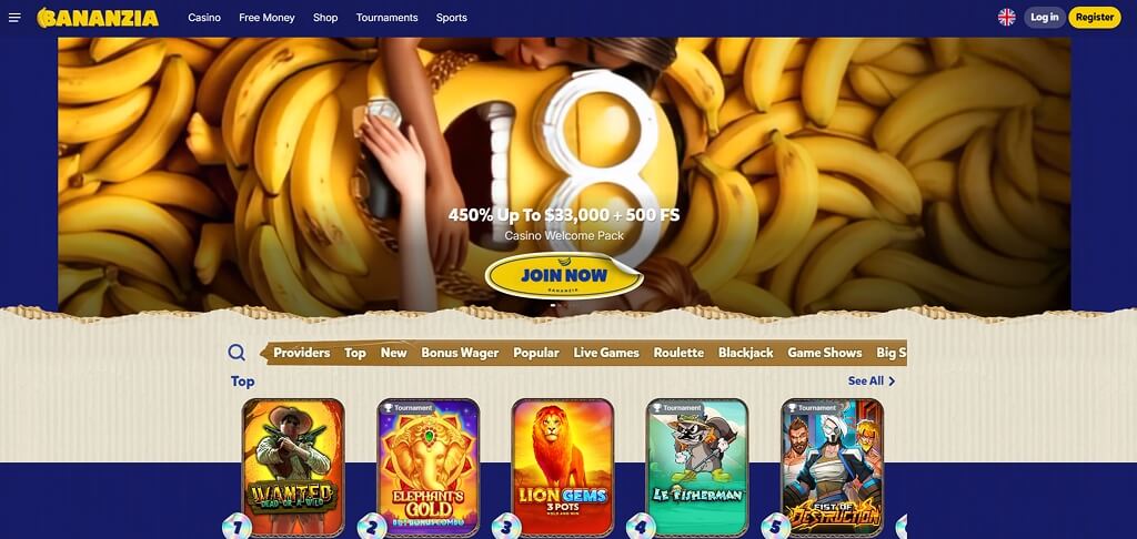 Bananzia Casino Lobby UK