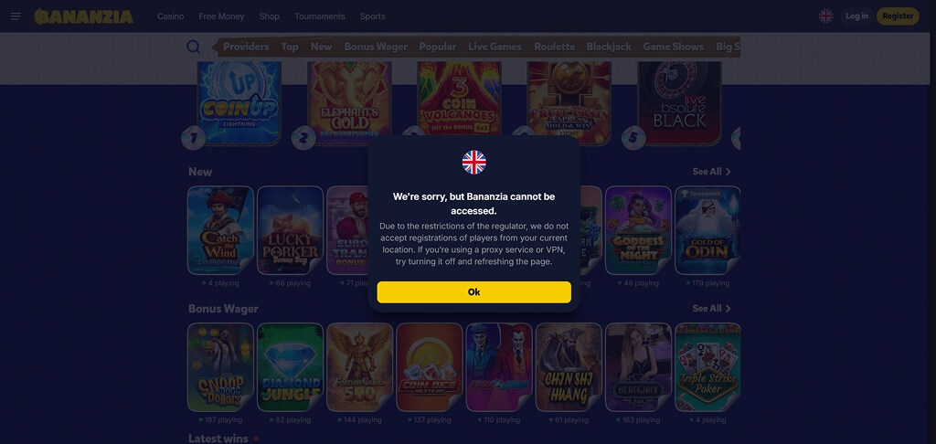 Bananzia Casino Registration UK