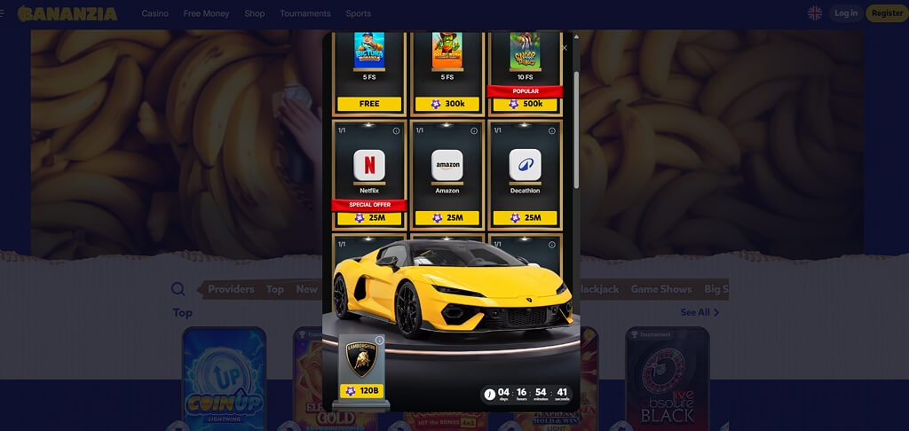 Bananzia Casino Bonus Shop UK